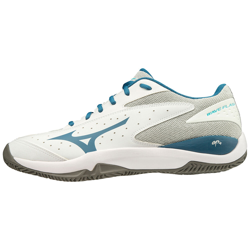 Panske Tenisove Topanky Mizuno Wave Flash Cc Biele/Modre Vypredaj REIG48306